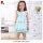 girl's blue gradient ramp ruffle dress